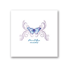 Delicate Butterfly - Blue - White Dinner Napkin