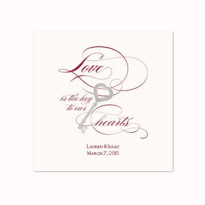 Key to Love - White Dinner Napkin