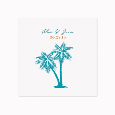 Tropical Palms - White Dinner Napkin