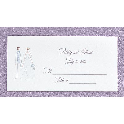 Whimsical Couple Place Cards - Bright White