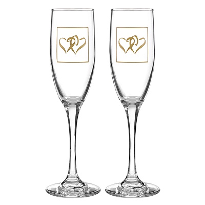 Gold Coupled Hearts Flutes