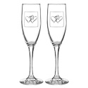 Silver Coupled Hearts Toasting Flutes