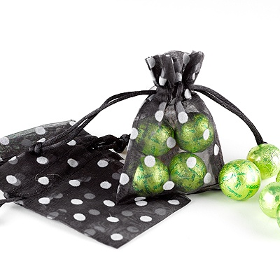 Polka Dot Organza Favor Bags - Black