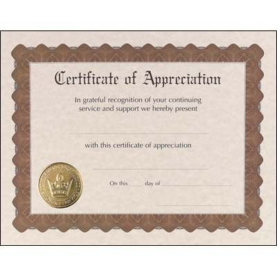 Certificate of Appreciation
