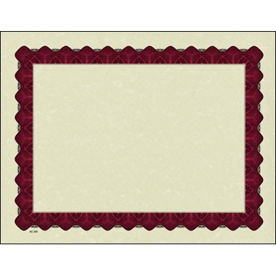 Scalloped Employee Award Certificate - Red