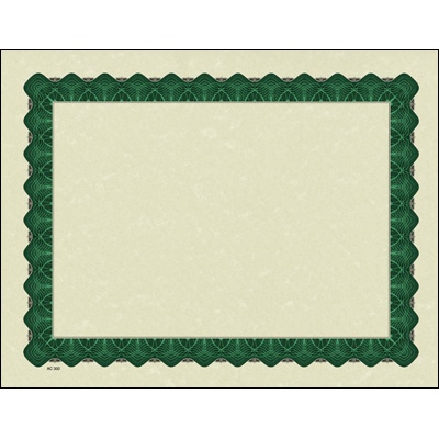 Scalloped Employee Award Certificate - Green