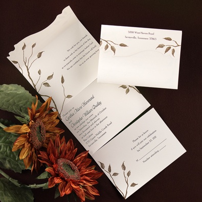 These elegant custom floral wedding envelope seals feature a nature