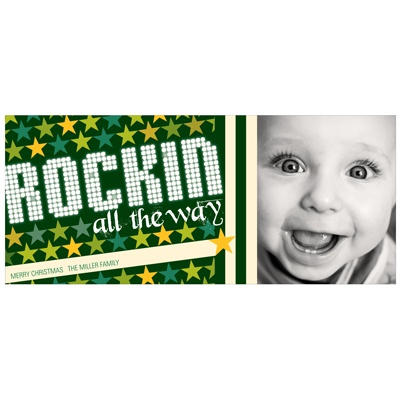 Rockin' Christmas in Green -- Christmas Photo Card