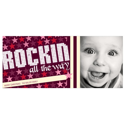 Rockin' Christmas in Pink -- Christmas Photo Card