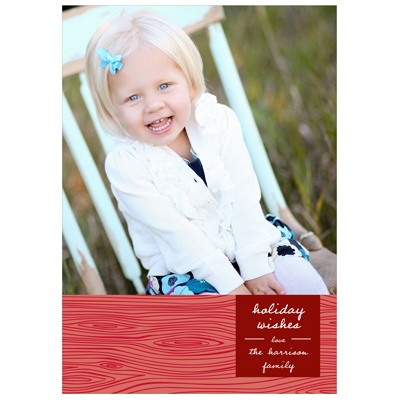 Rustic Panel in Red -- Holiday Photo Cards