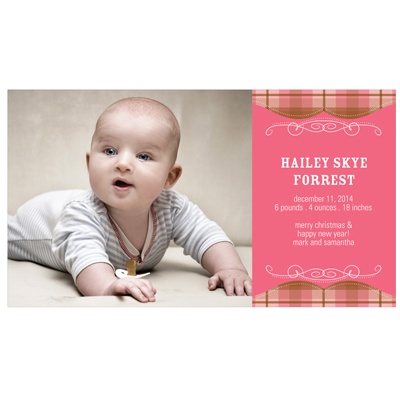 THE GOLDEN TICKET -- BOY PHOTO BIRTH ANNOUNCEMENT, 2in. x 4in. Folded Holiday Card