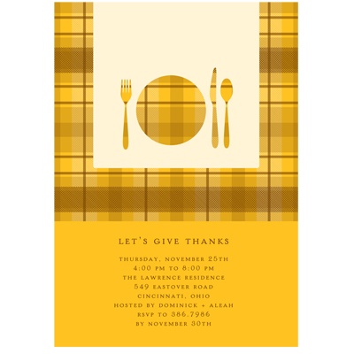 Dinner Time! -- Thanksgiving Invitation in Yellow