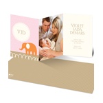 Elephant Monogram in Pink -- Photo Baby Announcements