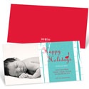 Happy Holidays Bird Chirps in Blue -- Christmas Birth Announcements