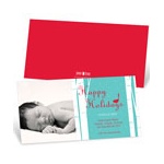 Happy Holidays Bird Chirps in Blue -- Christmas Birth Announcements