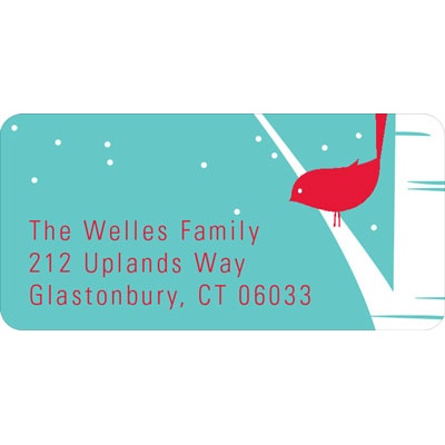 Happy Holidays Bird Chirps in Blue -- Christmas Address Labels