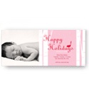 Happy Holidays Bird Chirps in Pink -- Christmas Birth Announcements