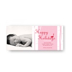 Happy Holidays Bird Chirps in Pink -- Christmas Birth Announcements