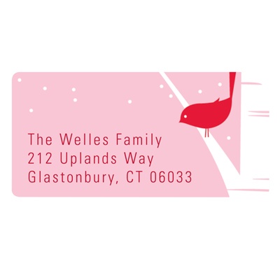 Happy Holidays Bird Chirps in Pink -- Christmas Address Labels