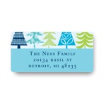 Stylish Treescape in Blue -- Christmas Address Labels