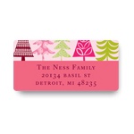 Stylish Treescape in Pink -- Christmas Address Labels