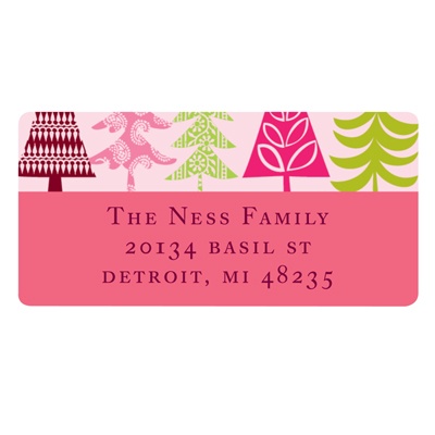 Stylish Treescape in Pink - Christmas Address Labels