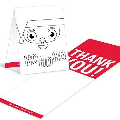Santa's Surprise -- Kids Coloring Thank You Cards