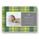 Playful Plaid in Green -- Christmas Birth Announcements