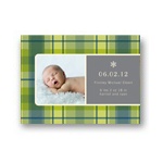 Playful Plaid in Green -- Christmas Birth Announcements