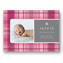 Playful Plaid in Pink -- Christmas Birth Announcements