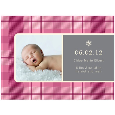 THE GOLDEN TICKET -- BOY PHOTO BIRTH ANNOUNCEMENT, 2in. x 4in. Folded Holiday Card