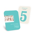 Bold Numbers in Aqua -- Kids Birthday Party Invitations
