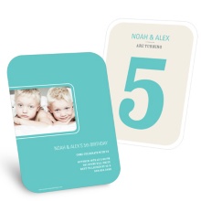 Bold Numbers in Aqua -- Kids Birthday Party Invitations