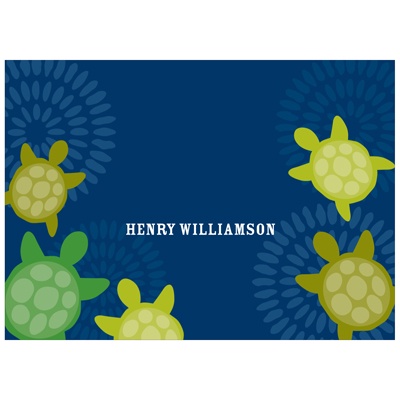 Sea of Turtles in Blue -- Kids Personalized Stationery