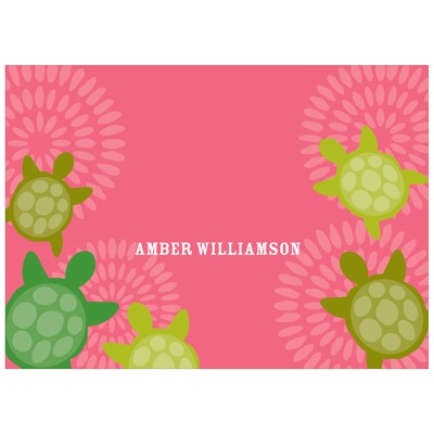 Sea of Turtles in Pink -- Kids Personalized Stationery
