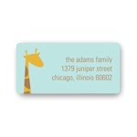 Peeking Giraffe in Blue -- Kids Address Label