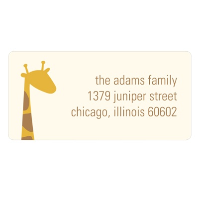 Peeking Giraffe in Ecru -- Kids Address Label