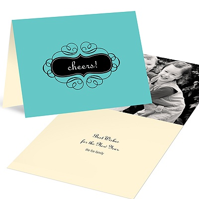 New Year's Cheers in Aqua -- Photo New Year's Cards