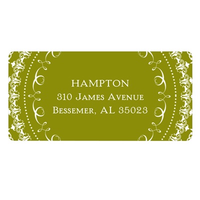 Damask Circle -- Wedding Address Label