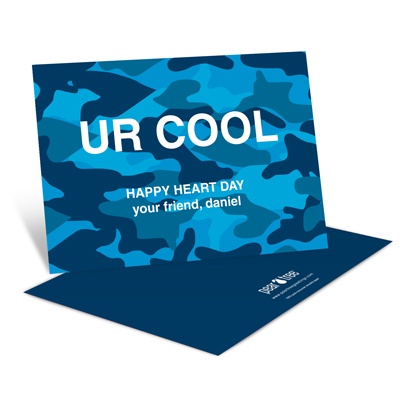 Cool Camouflage in Blue -- Kids Valentine's Day Card
