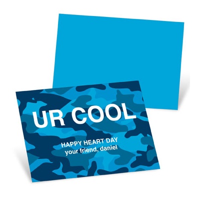 Cool Camouflage in Blue -- Valentine's Day Cards for Kids