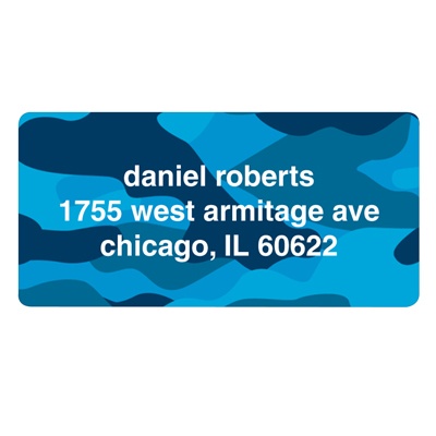 Cool Camouflage in Blue -- Valentine's Day Address Labels