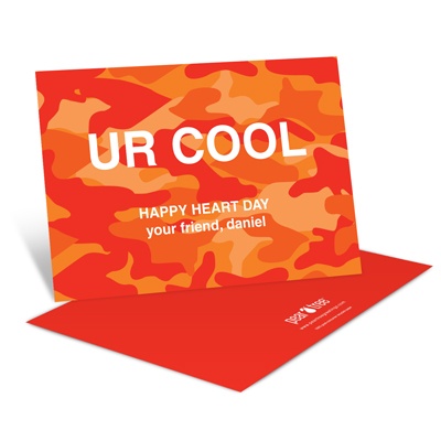 Cool Camouflage in Orange -- Kids Valentine's Day Card
