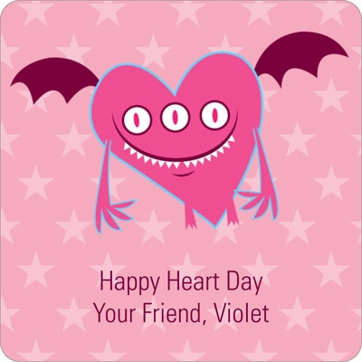 Pink Monster -- Valentine's Day Personalized Stickers