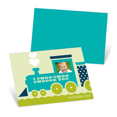 Choo Choo Love Train in Green -- Valentine's Day Cards for Kids