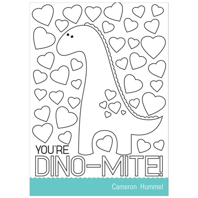 Dinosaur Fever -- Colorable Valentine Cards