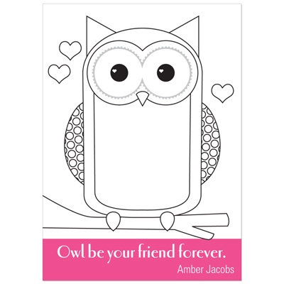 All Eyes on Owl -- Colorable Valentine Cards