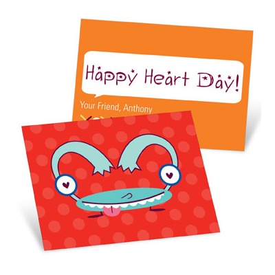 Monster Heart in Blue -- Valentine's Day Cards for Kids