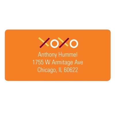 XOXO in Orange -- Valentine's Day Address Labels