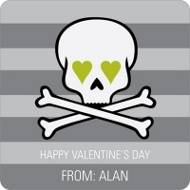Skulls and Hearts in Green 